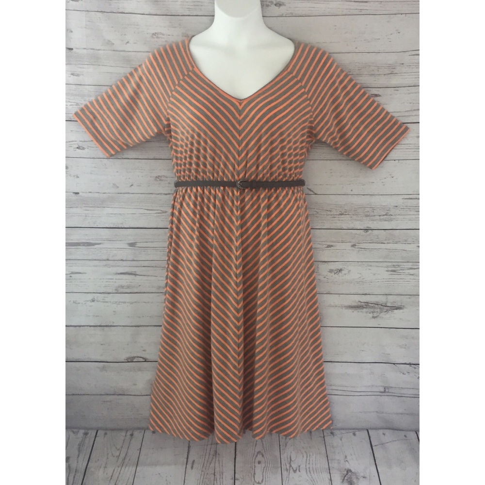 Torrid Gray & Orange Stripped Dress